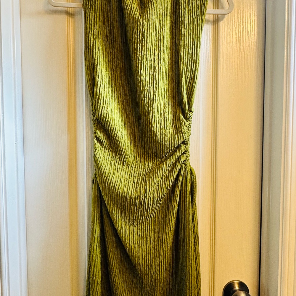 SHEIN Olive Green Ruched Mini Dress